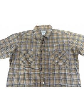 Carhartt Men’s Plaid Button Front Shirt Size L Regular Tan Brown Cotton Workwear